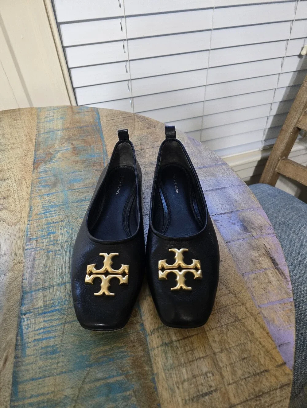 Tory Burch Eleanor Ballet Flats- Blk Leather- Retail $298 - Size 8 - Picture 1 of 6